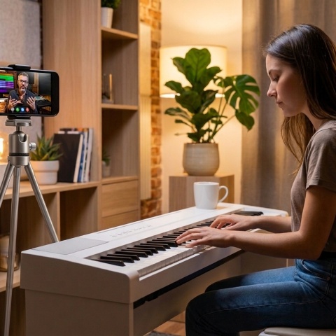 Klavier Unterricht Online mit Smartphone oder Tablet